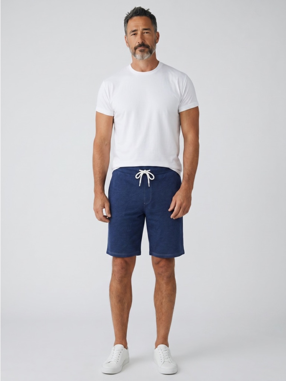 NWT XL MONROW Men's Heather Fleece Vintage Shorts Navy Blue